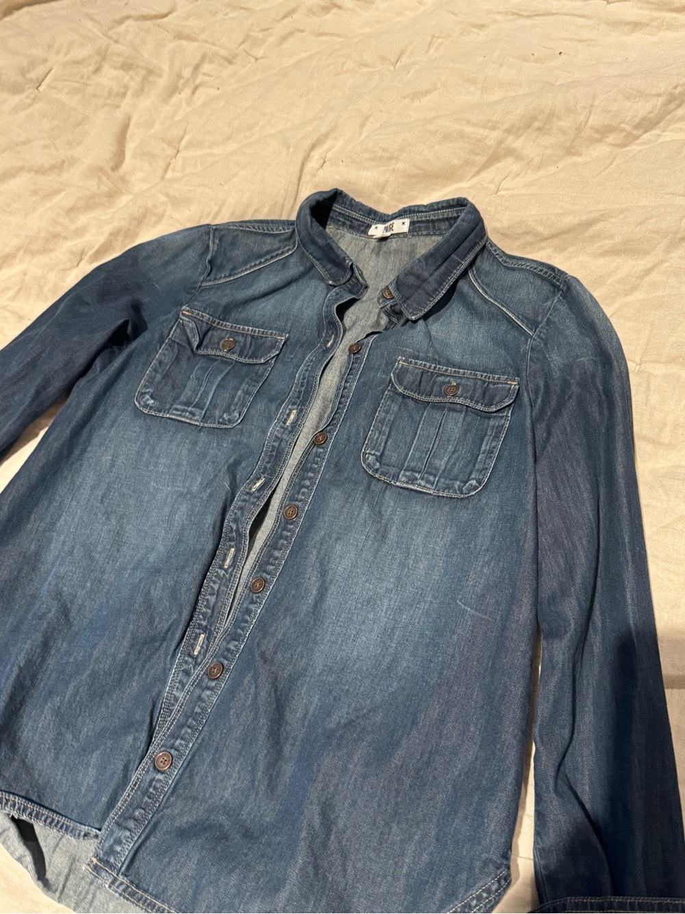Denim Button-Up Shirt Jacket - Blue Paige medium